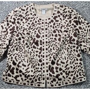 SUSAN BRISTOL Hook Eye Animal Print Jacket Women's Size XL‎ Leaopard Cheetah